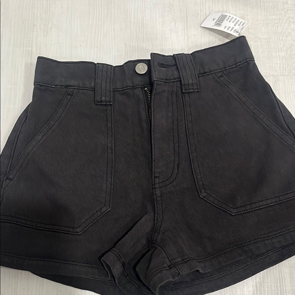 Women's Black Denim High-Waist Shorts